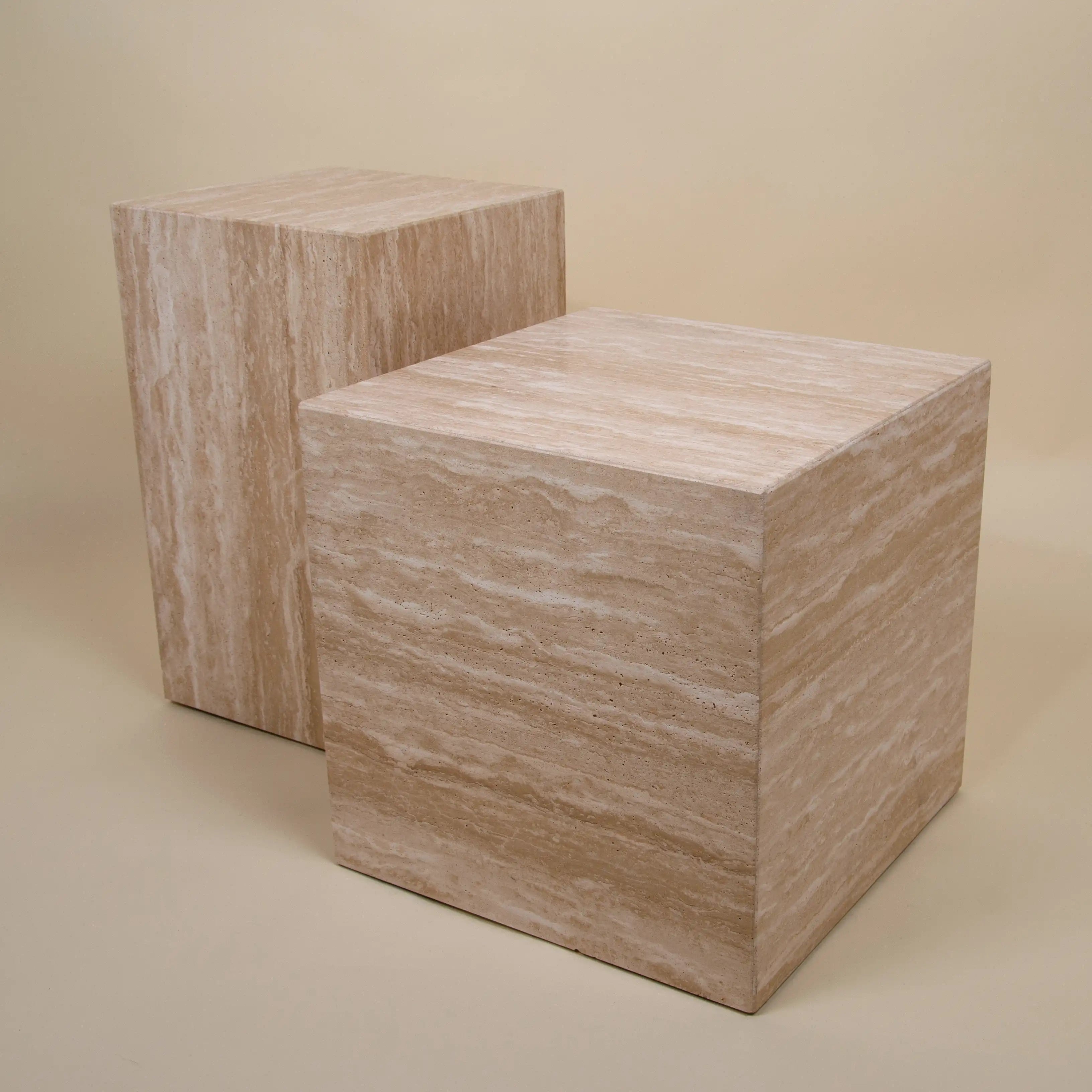 metropolis - beige travertine side table plinth