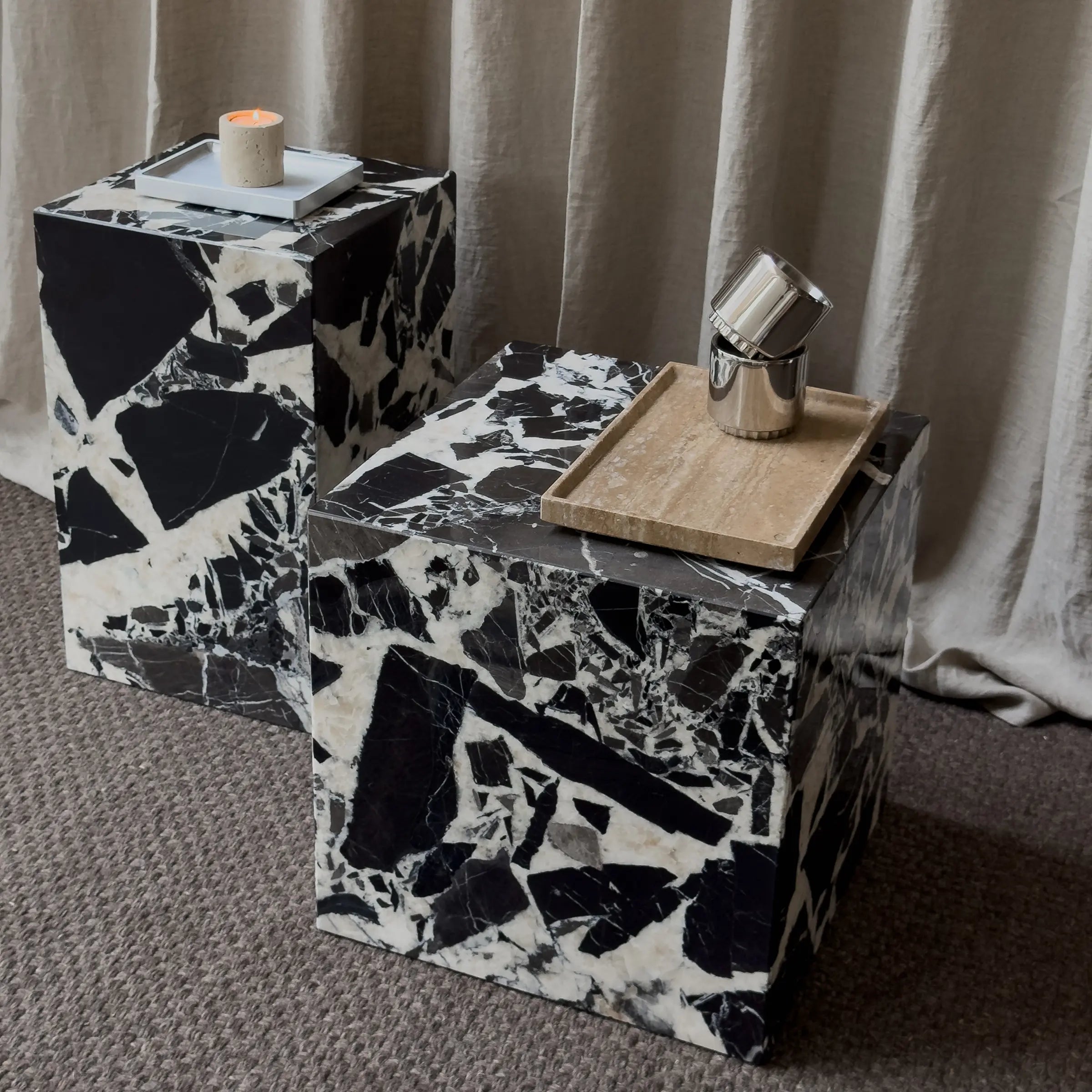 metropolis - grand antique marmor beistelltisch cube