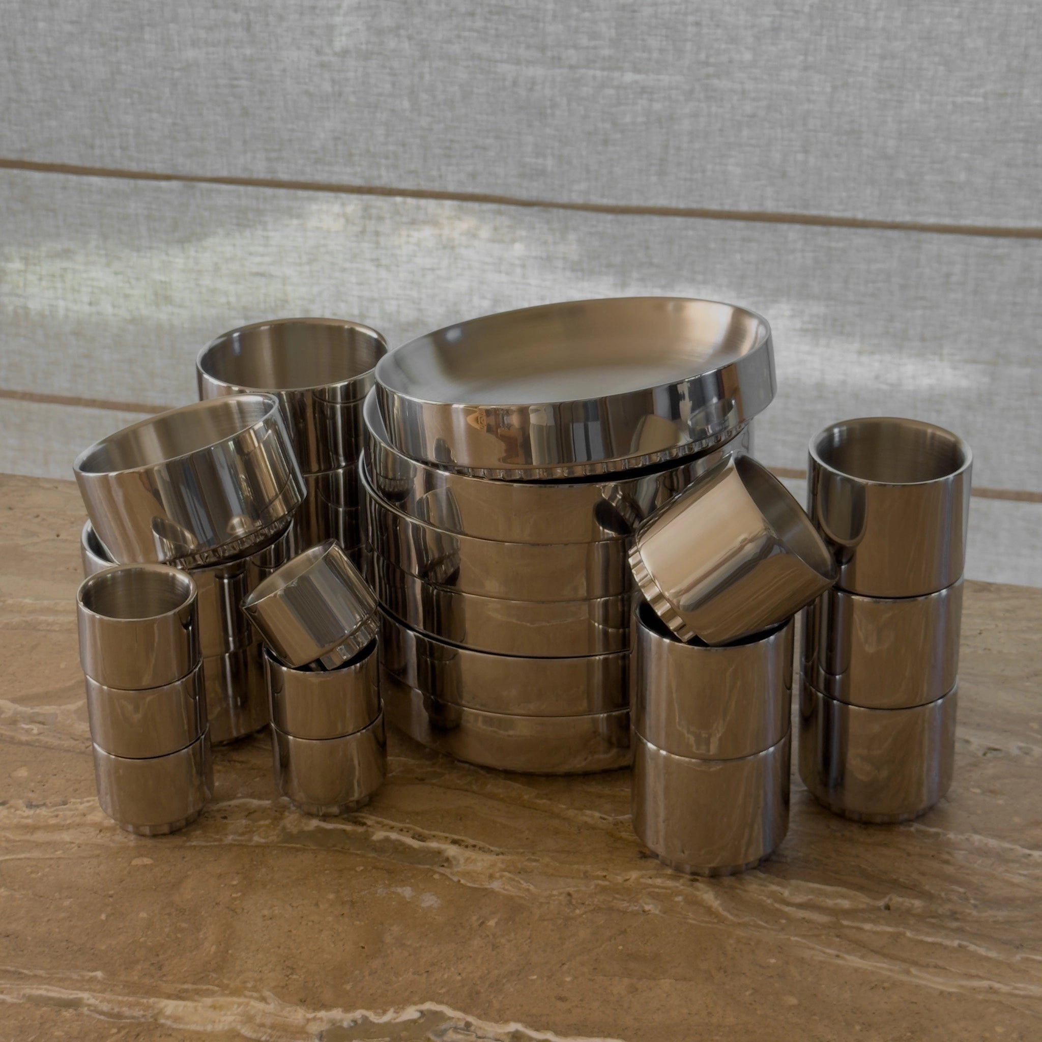 Vita Steel Tableware Set - Feast for 6