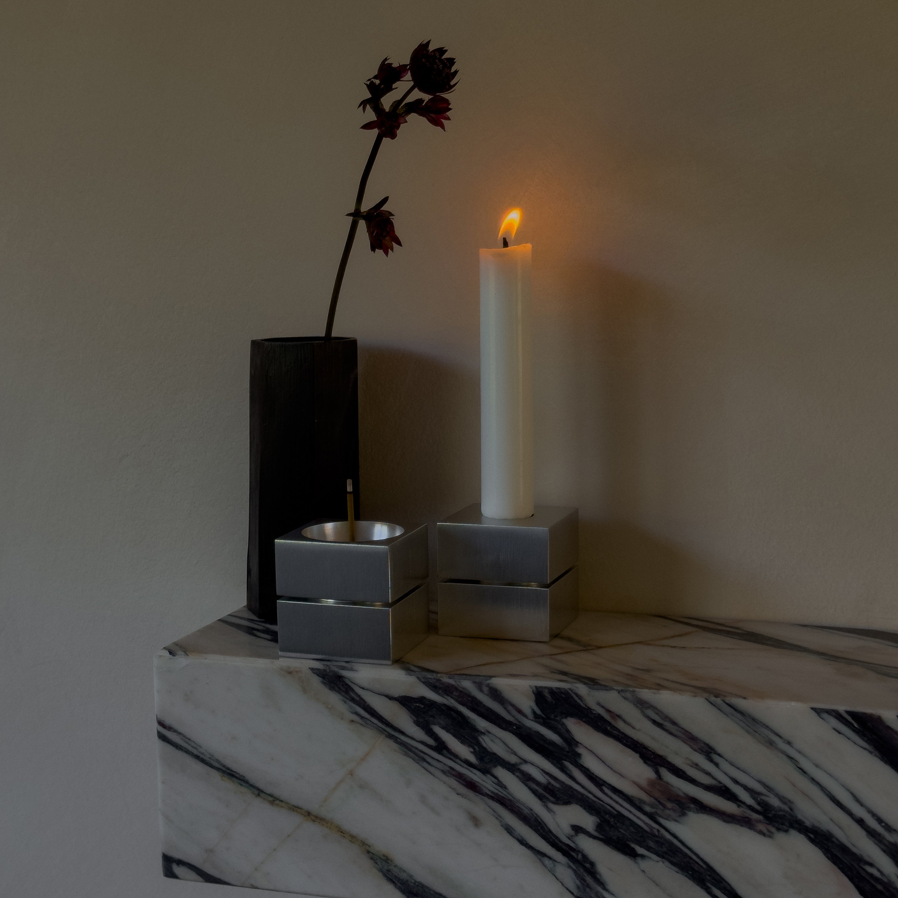 aedes incense and candle holder - aluminium
