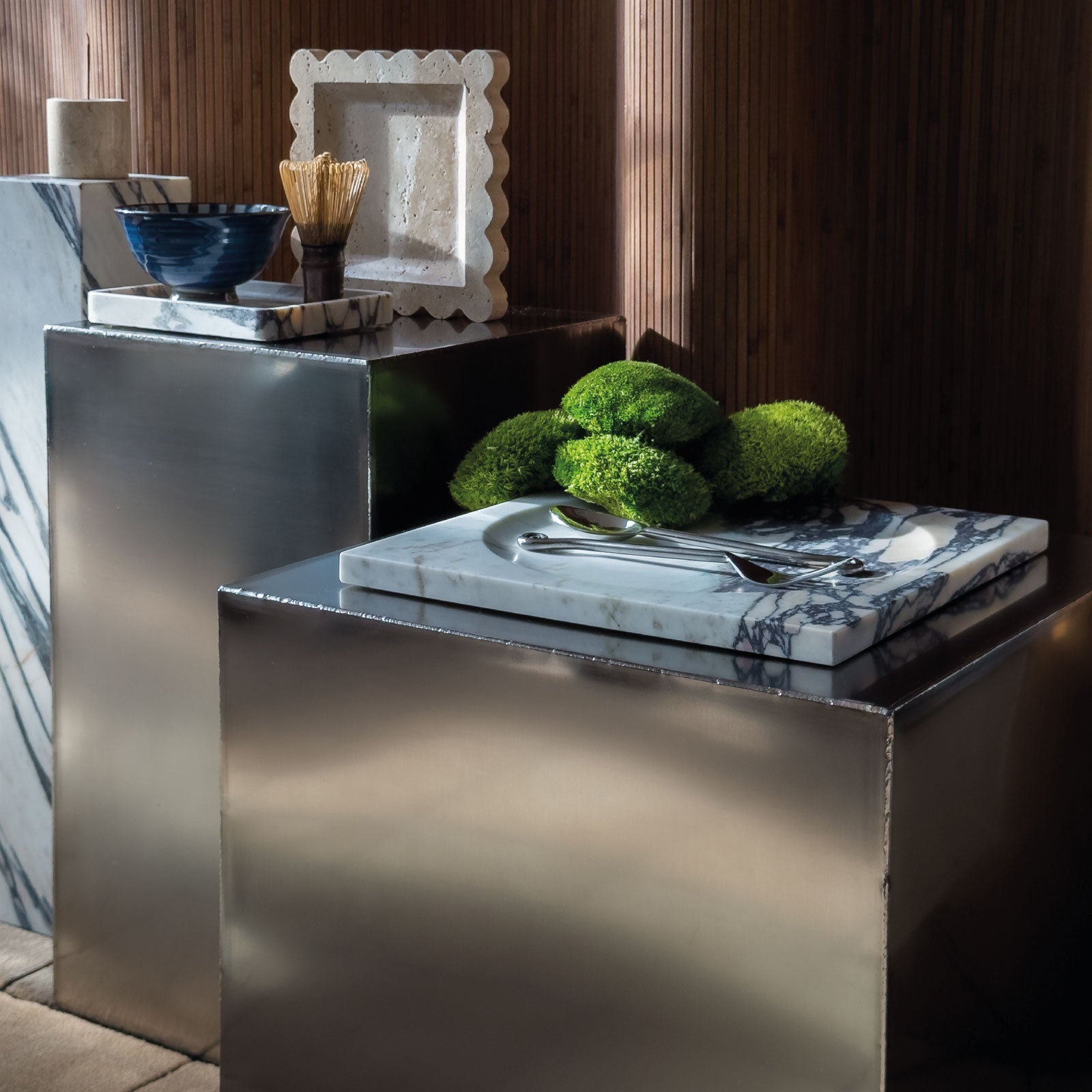 metropolis - stainless steel side table cube