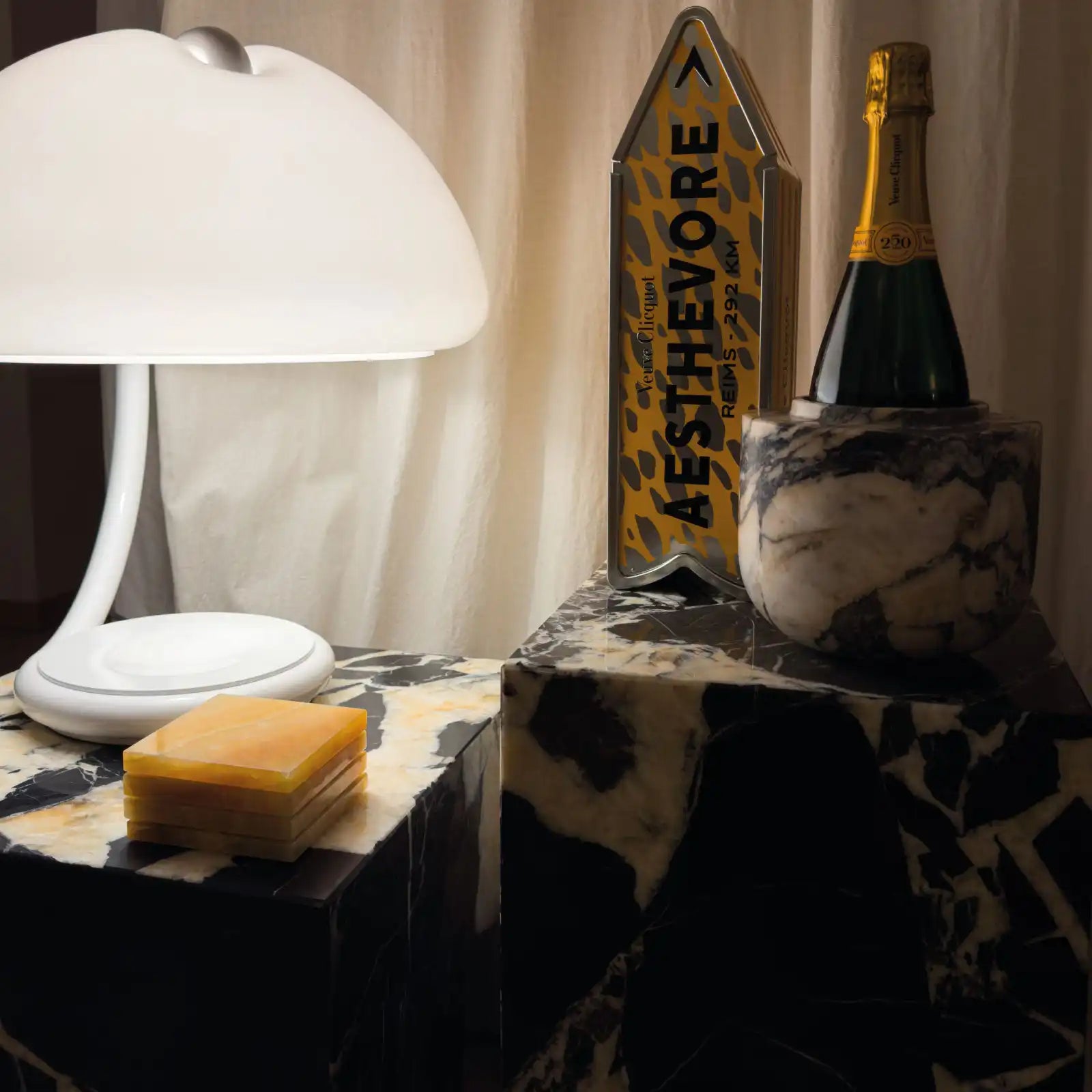 metropolis - grand antique marble side table plinth