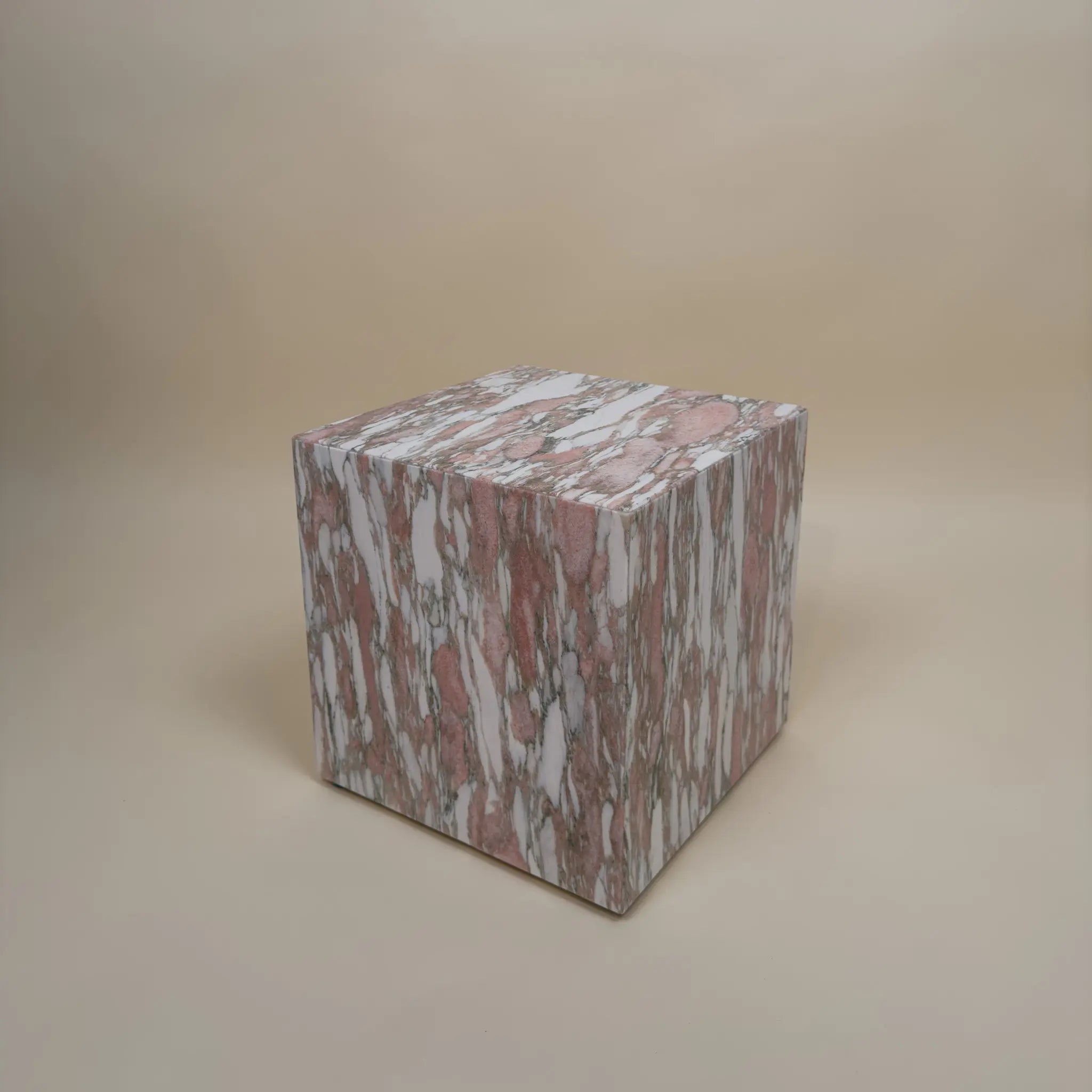 metropolis - norwegian rose marble side table cube