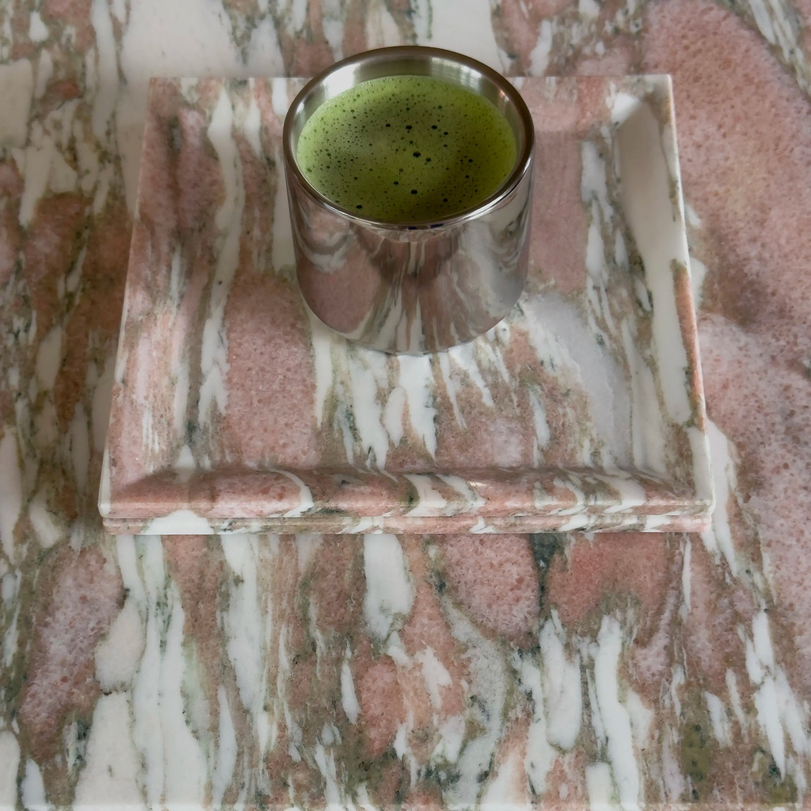 metropolis - norwegian rose marble side table cube