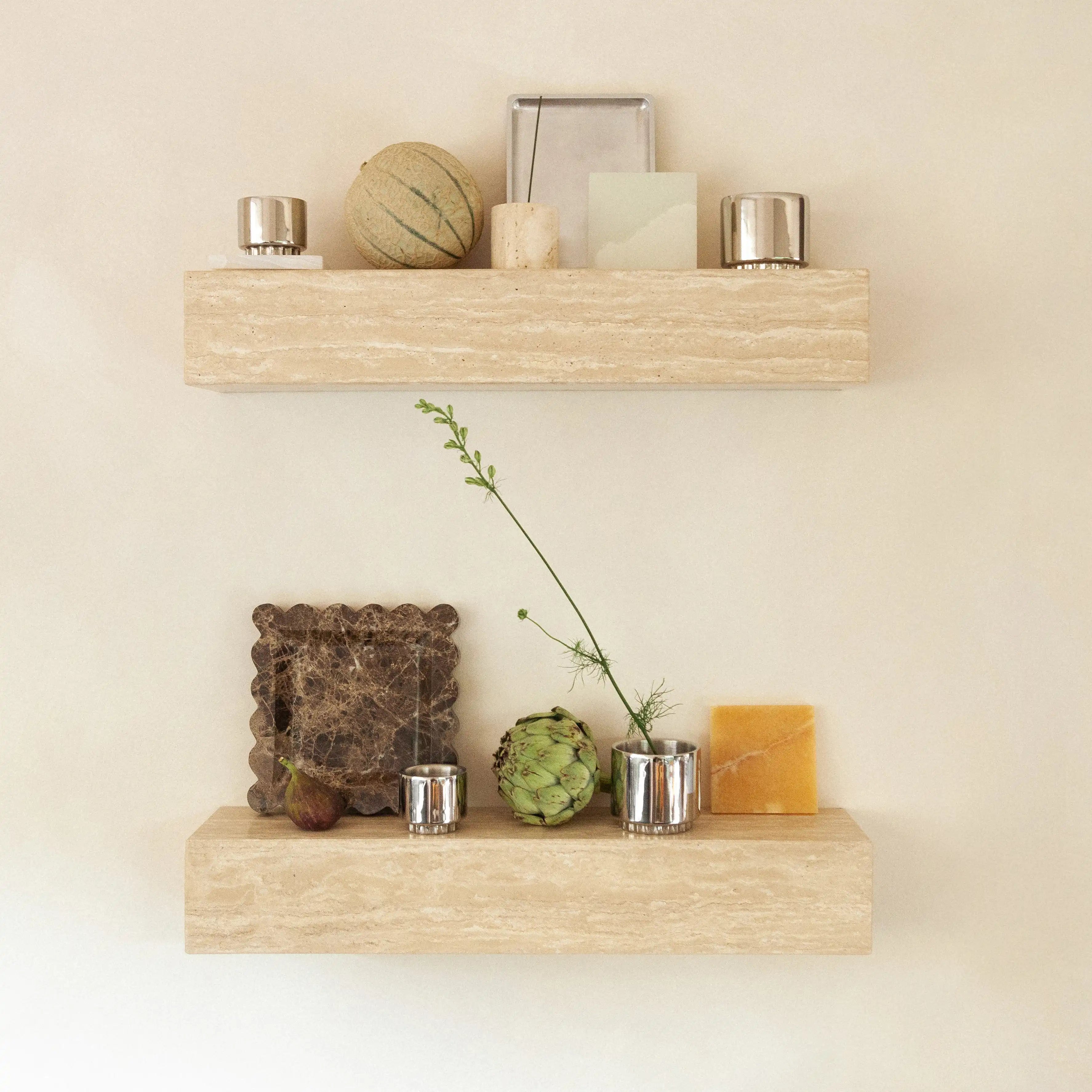 metropolis - beige travertine wall shelf