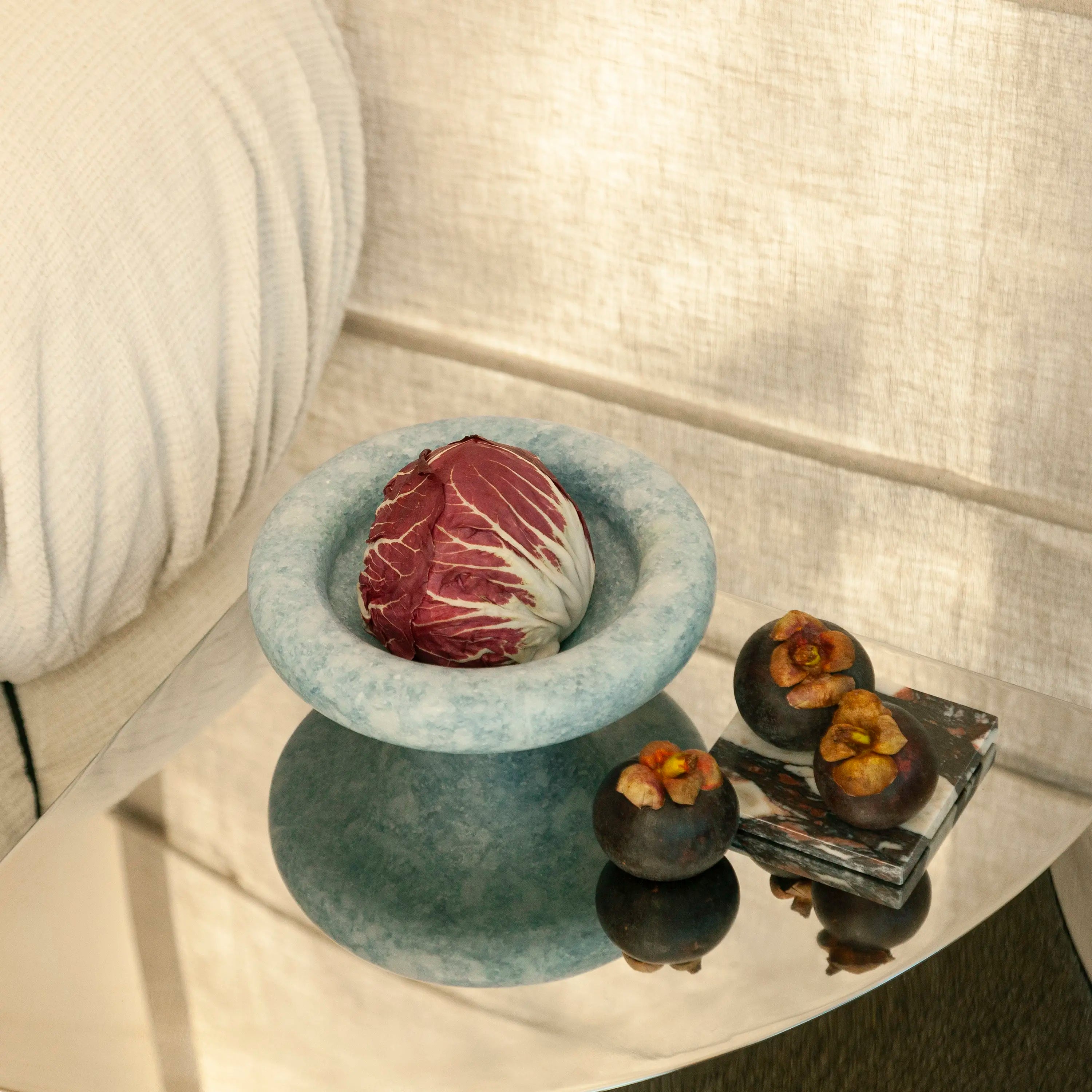 fontana bowl vase - blue crystal marble