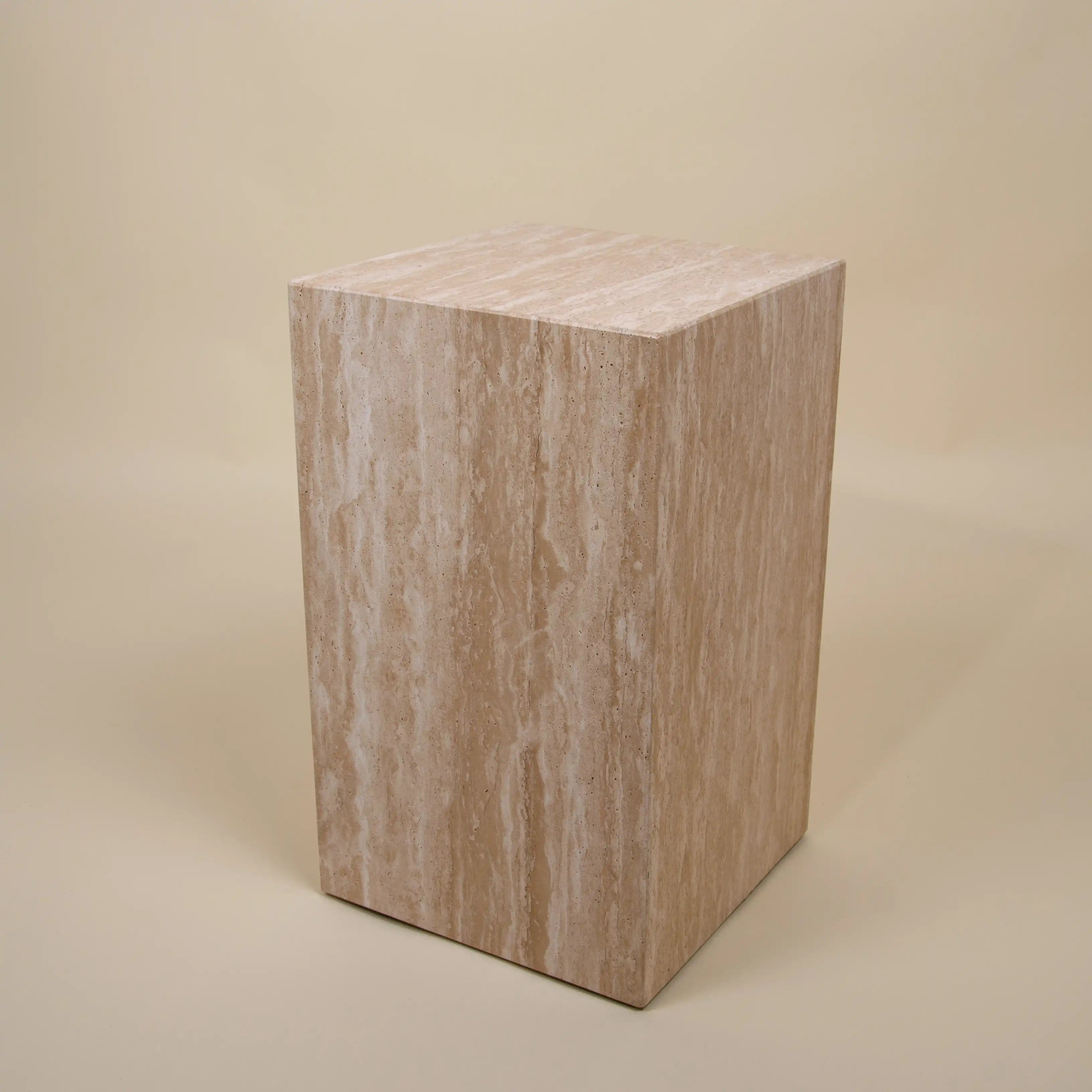 metropolis - beige travertine side table plinth