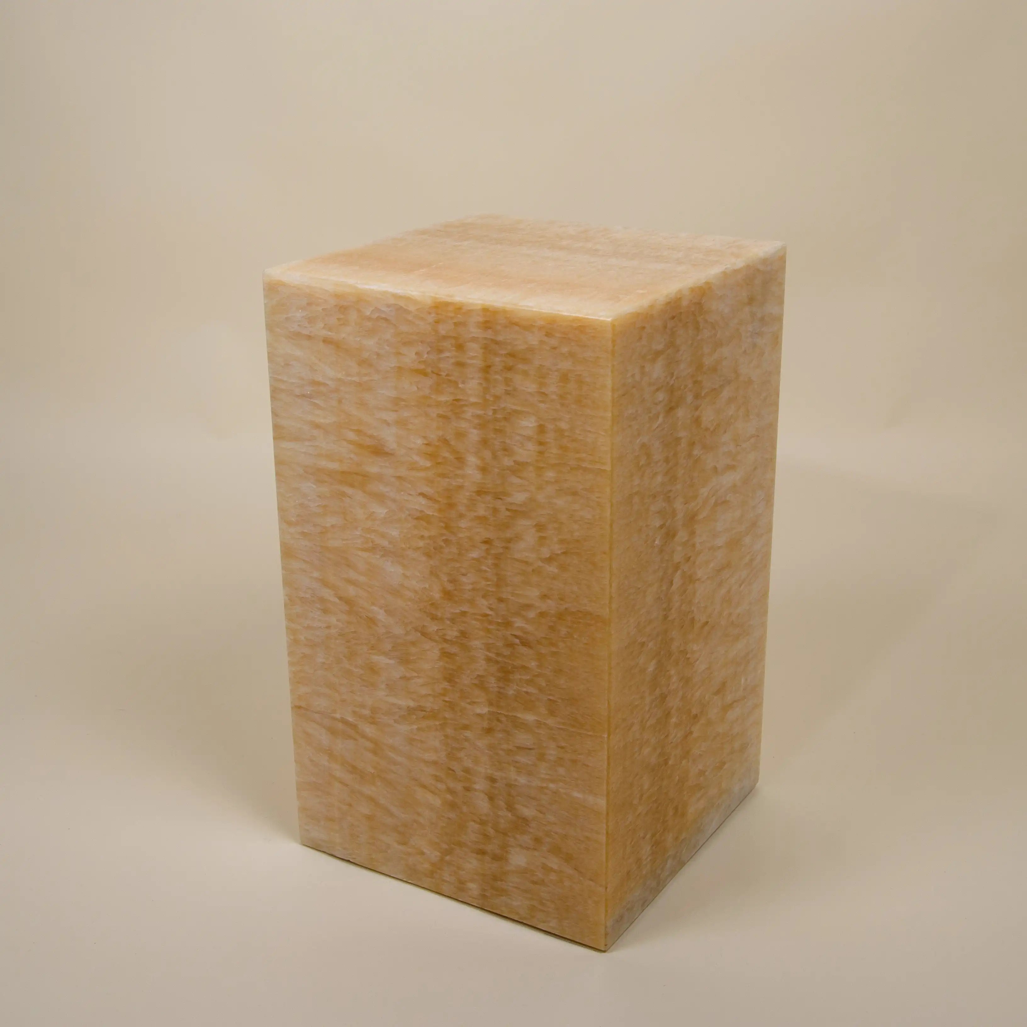 metropolis - honey onyx side table plinth