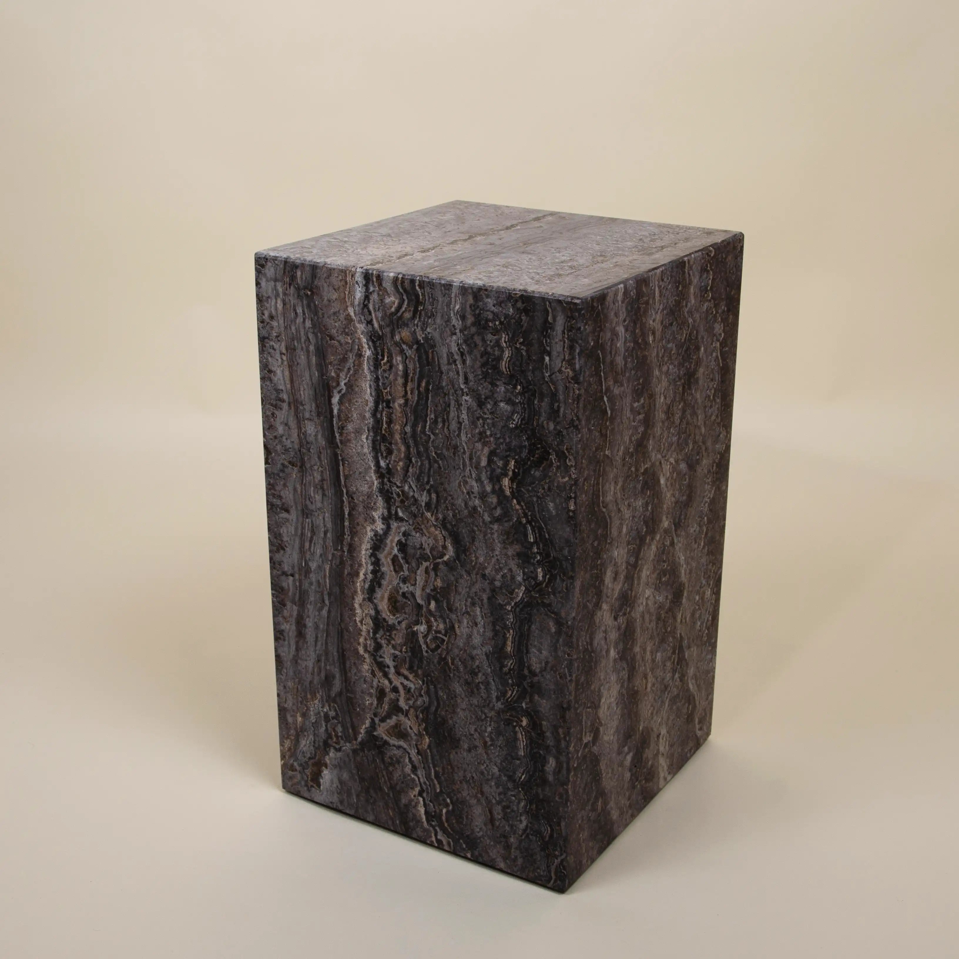 metropolis - titanium travertine side table plinth