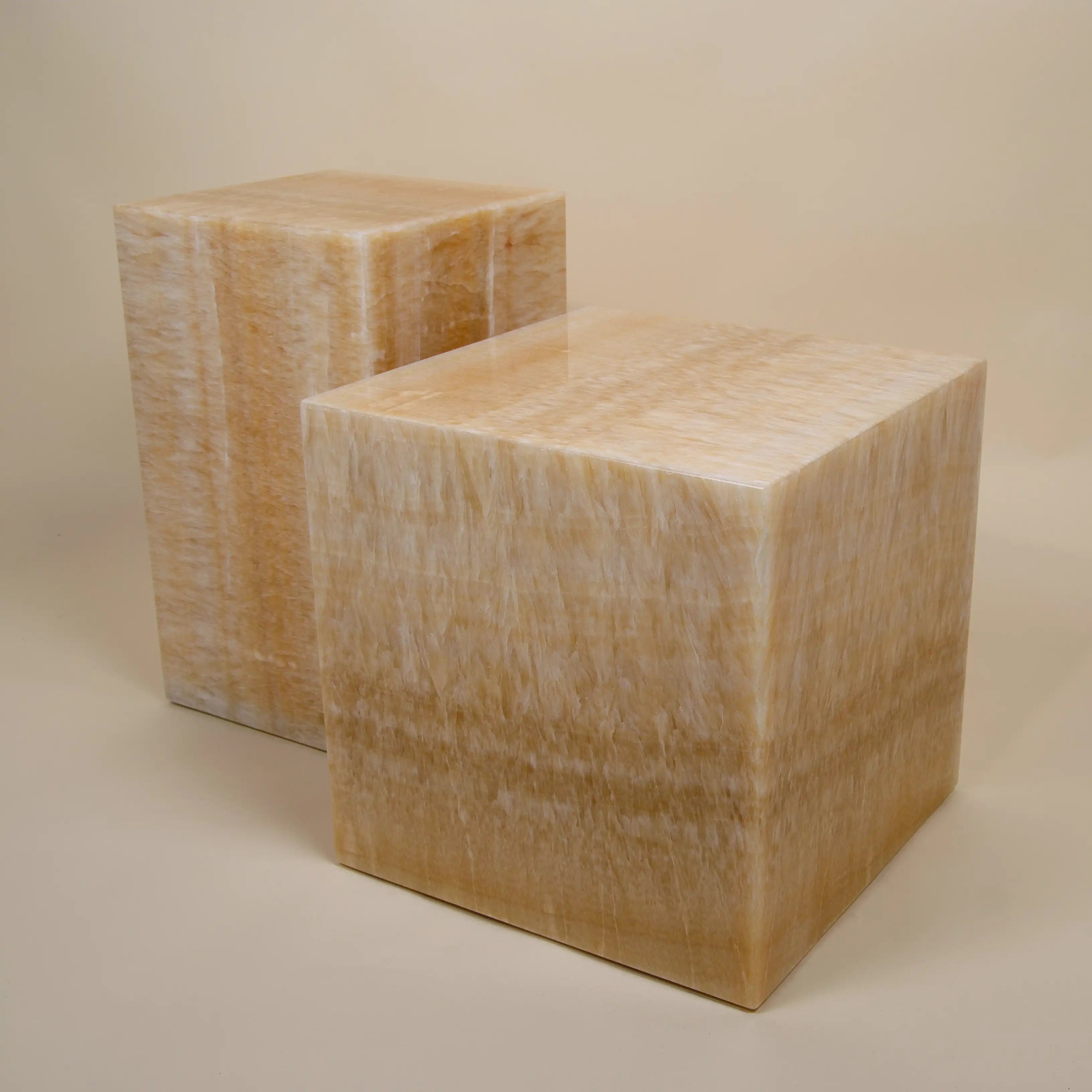 metropolis - honey onyx side table cube