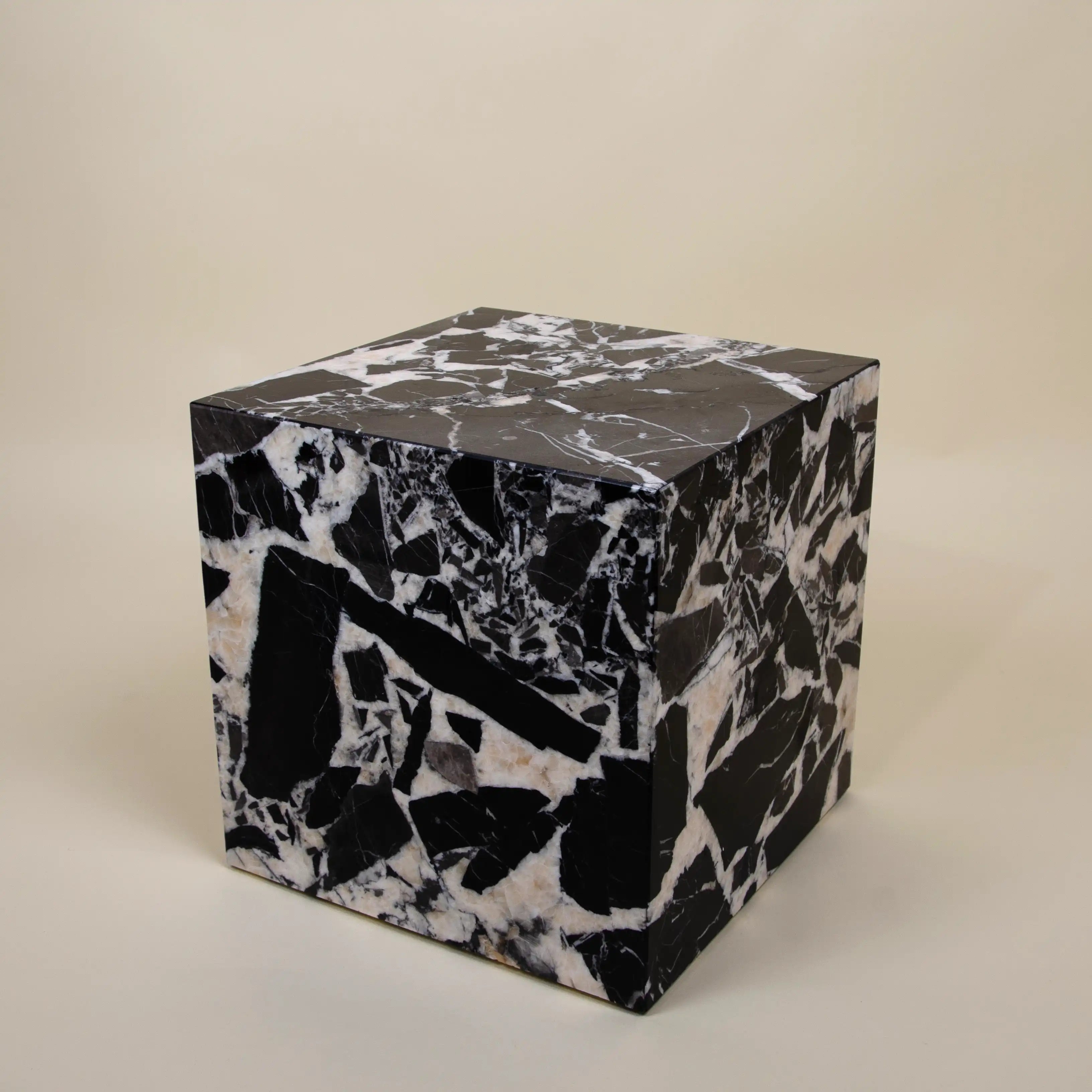 metropolis - grand antique marble side table cube