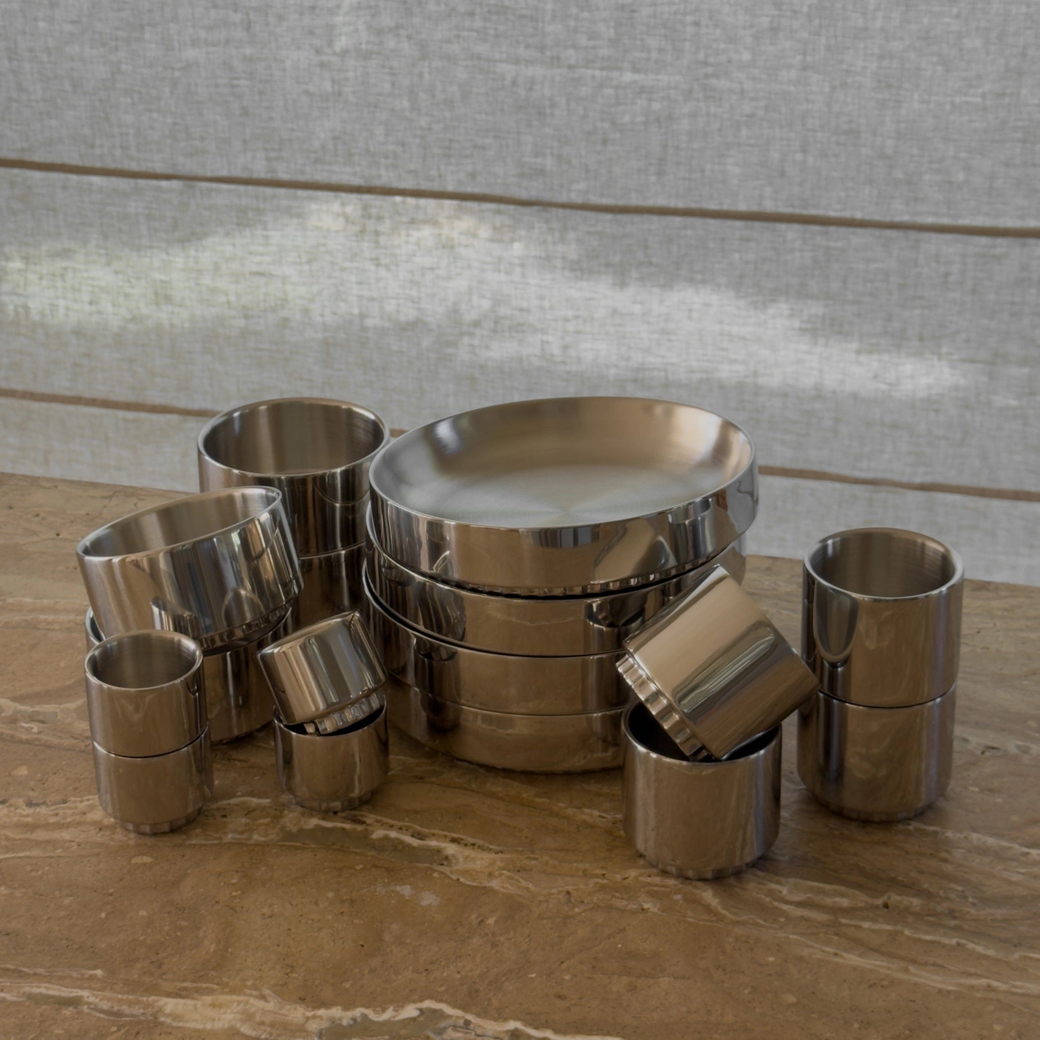 Vita Steel Tableware Set - Feast for 4