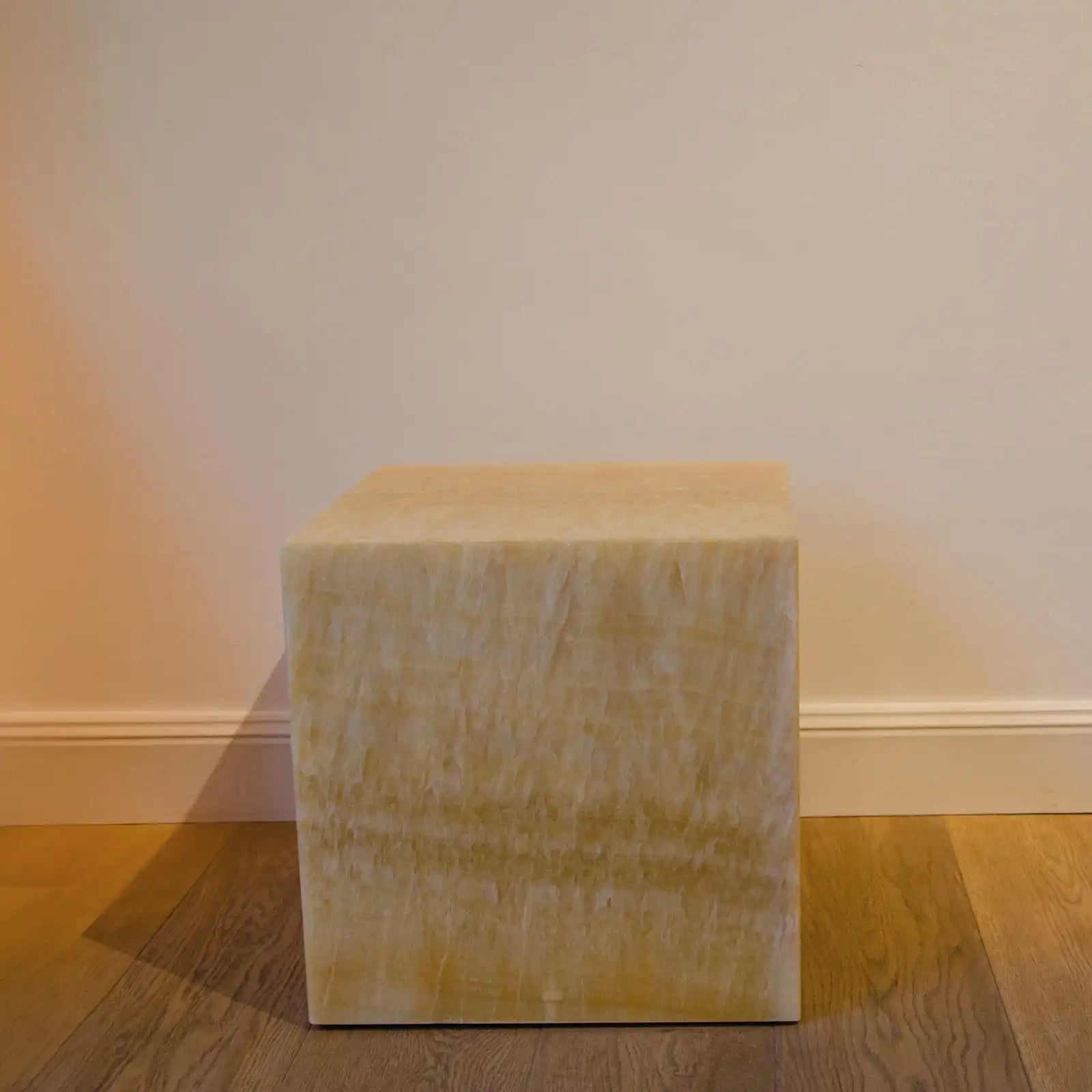 metropolis - honey onyx side table cube