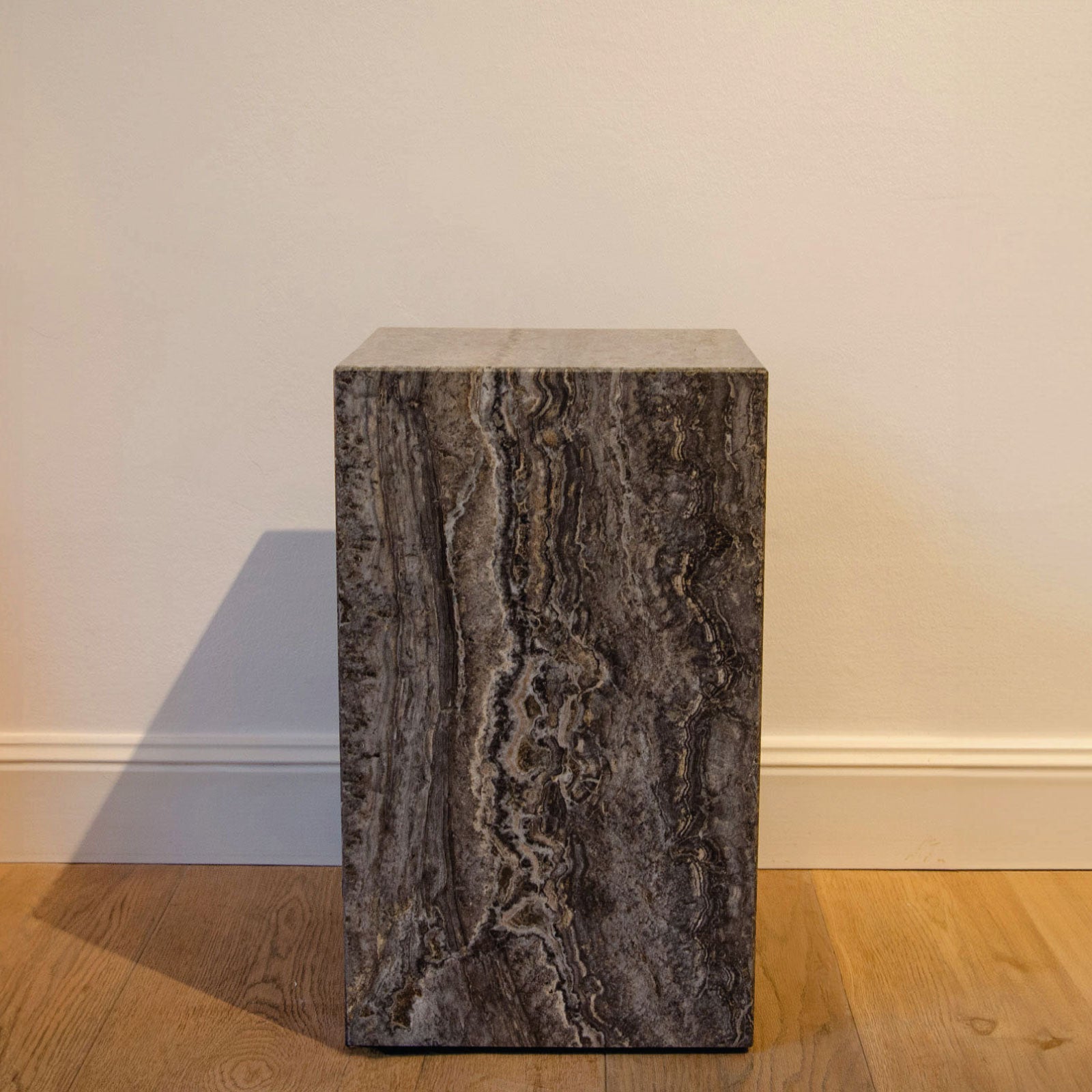 metropolis - titanium travertine side table plinth