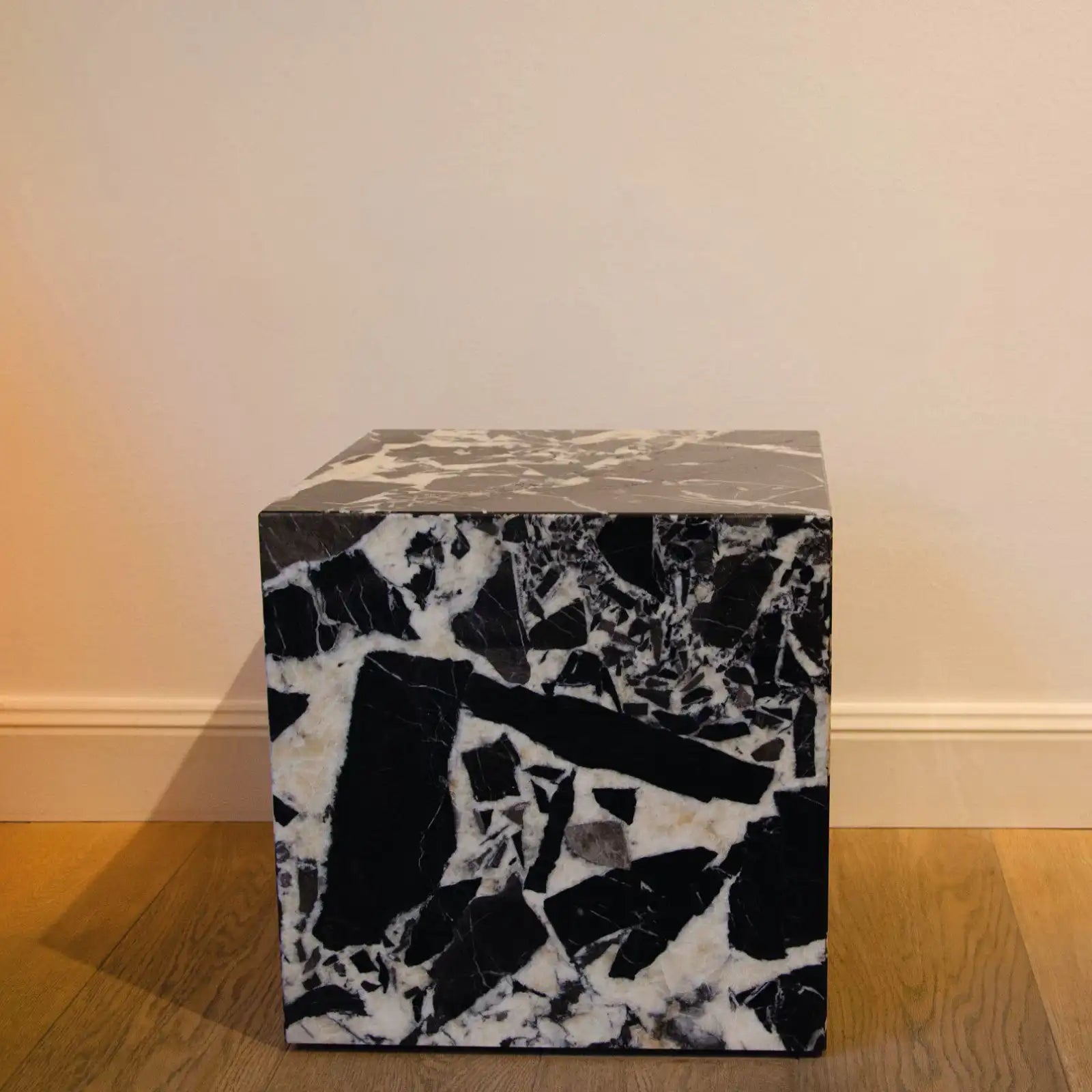 metropolis - grand antique marble side table cube