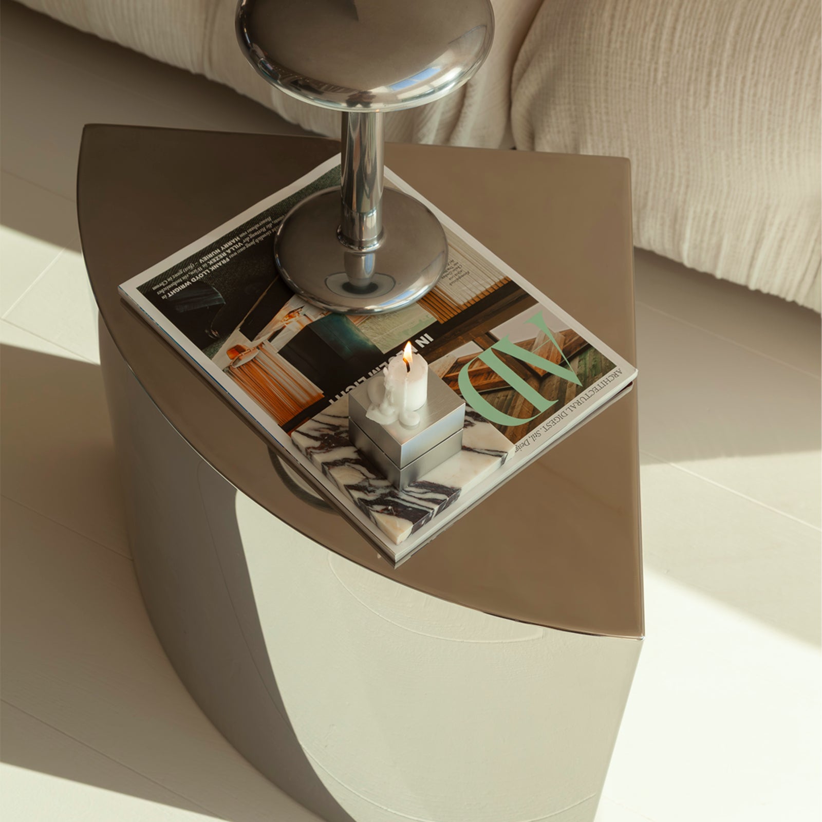 illusio - stainless steel side table