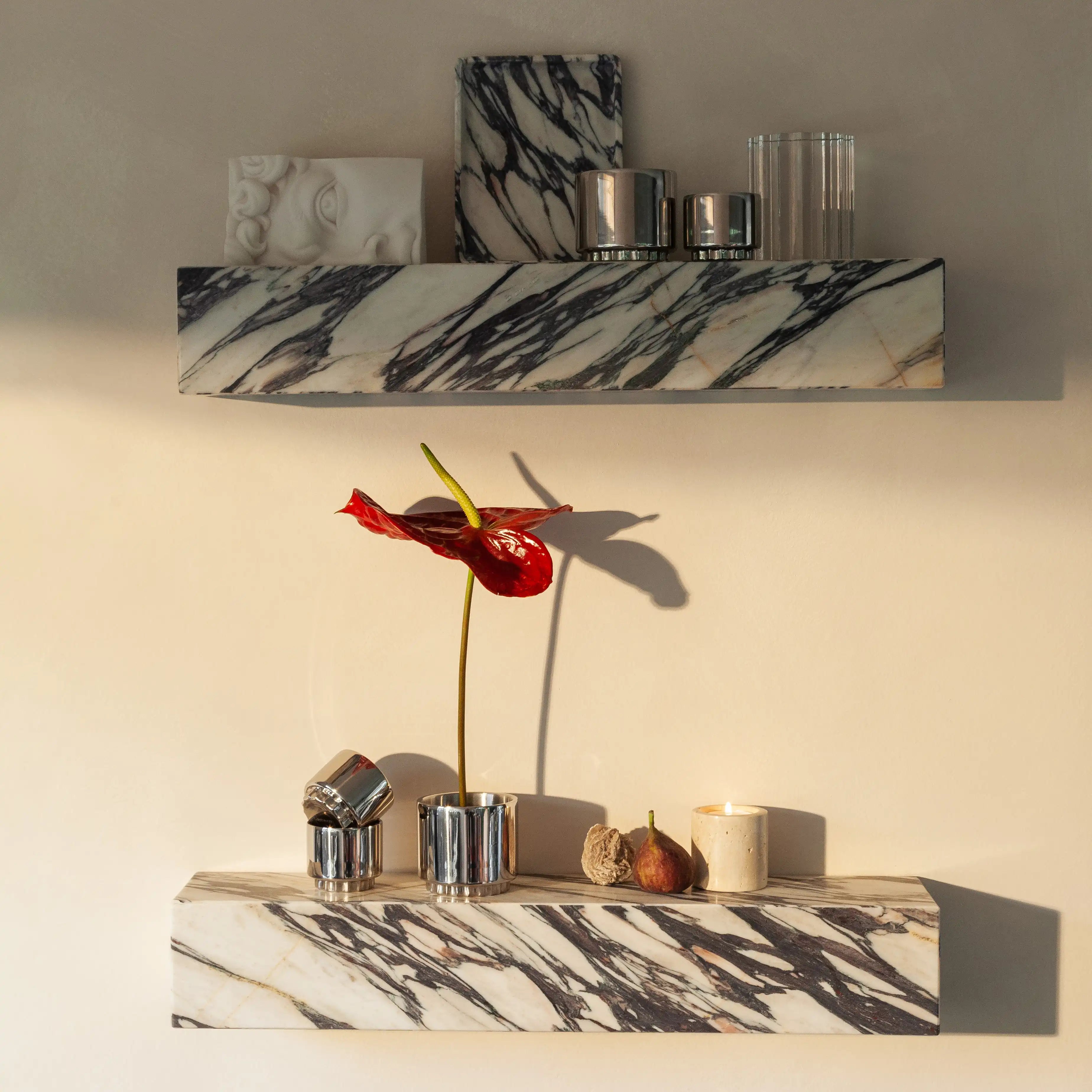 metropolis - viola calacatta marble wall shelf