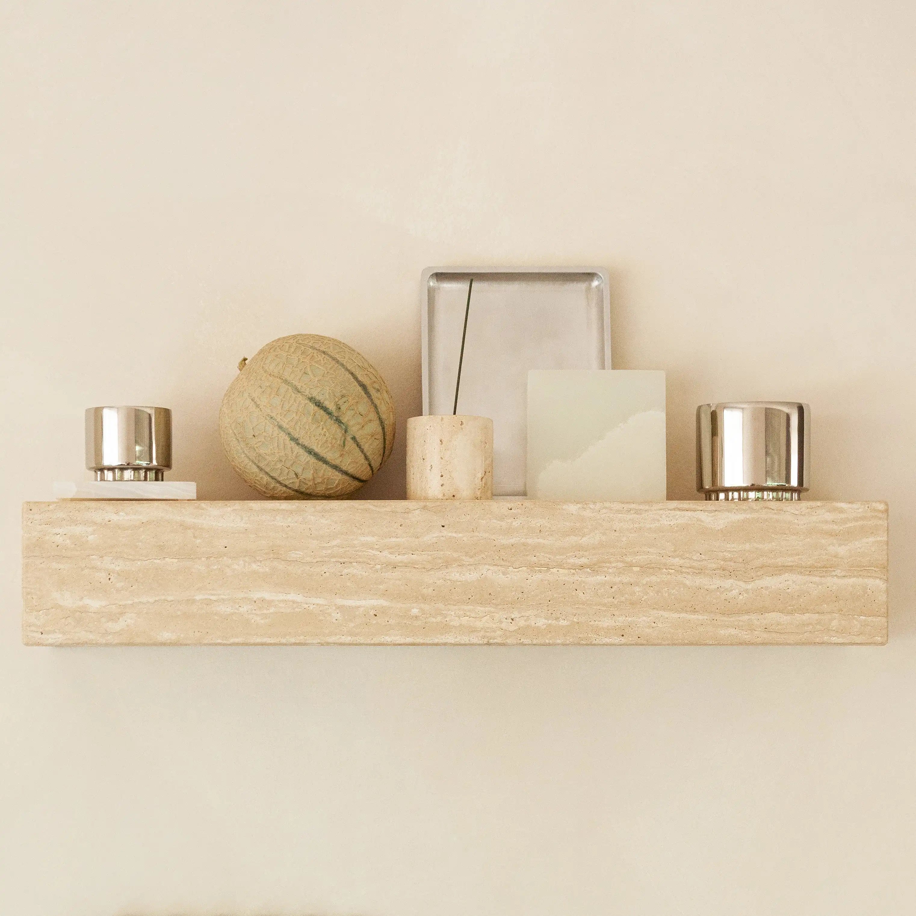 metropolis - beige travertine wall shelf