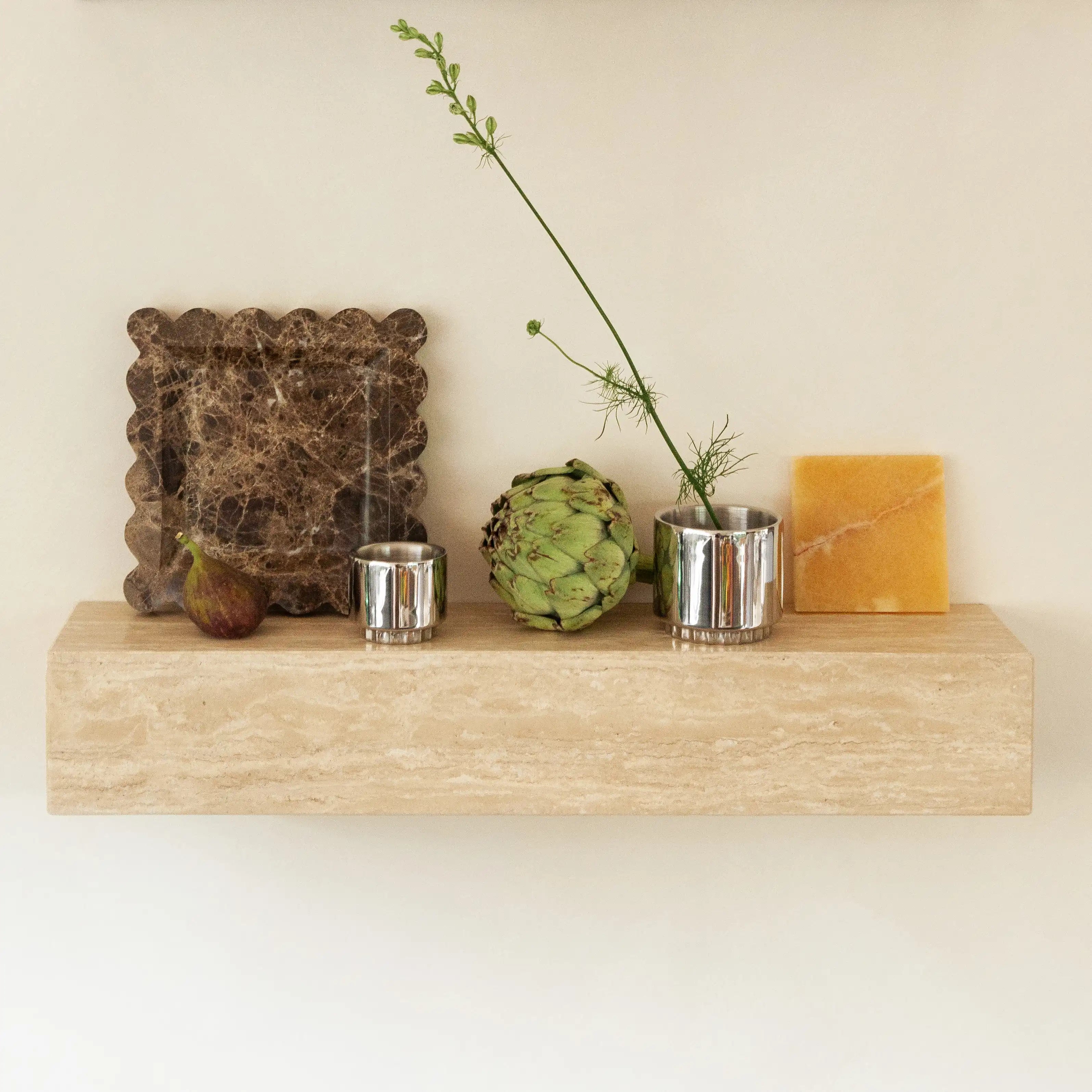 metropolis - beige travertine wall shelf