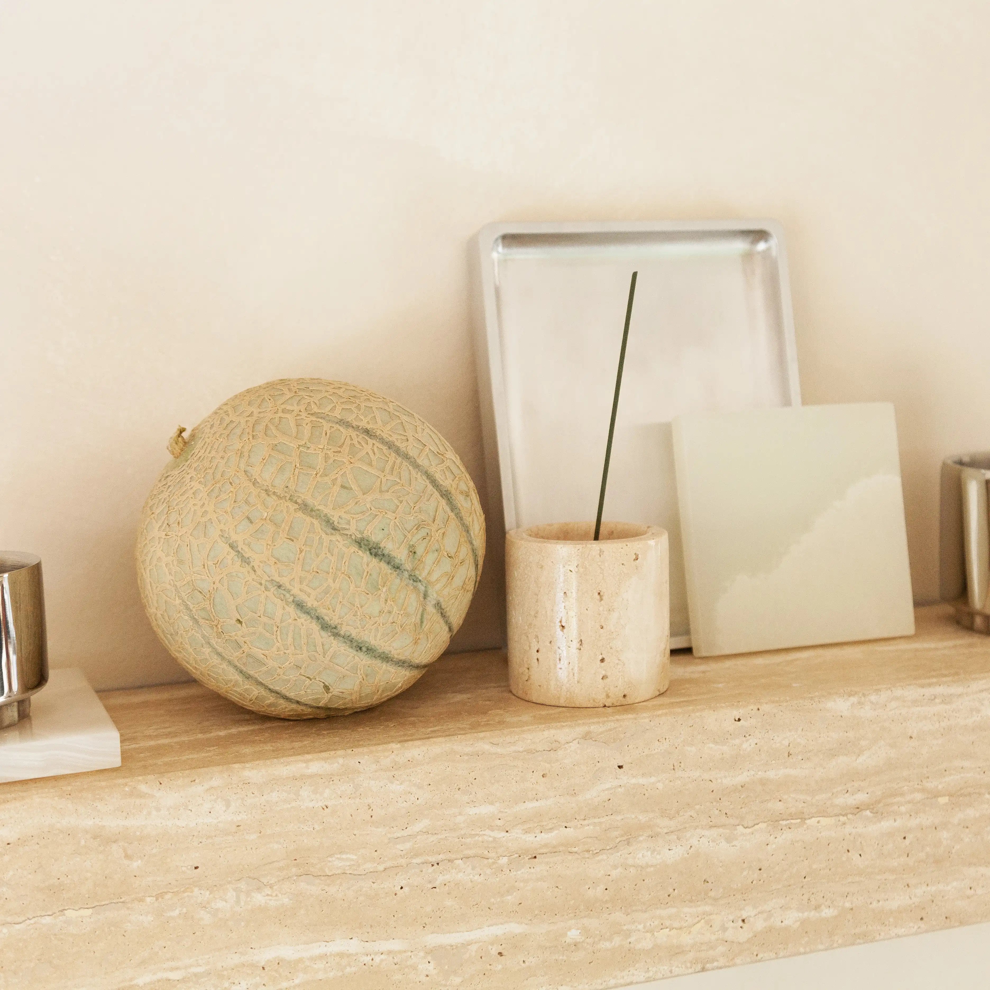 metropolis - beige travertine wall shelf