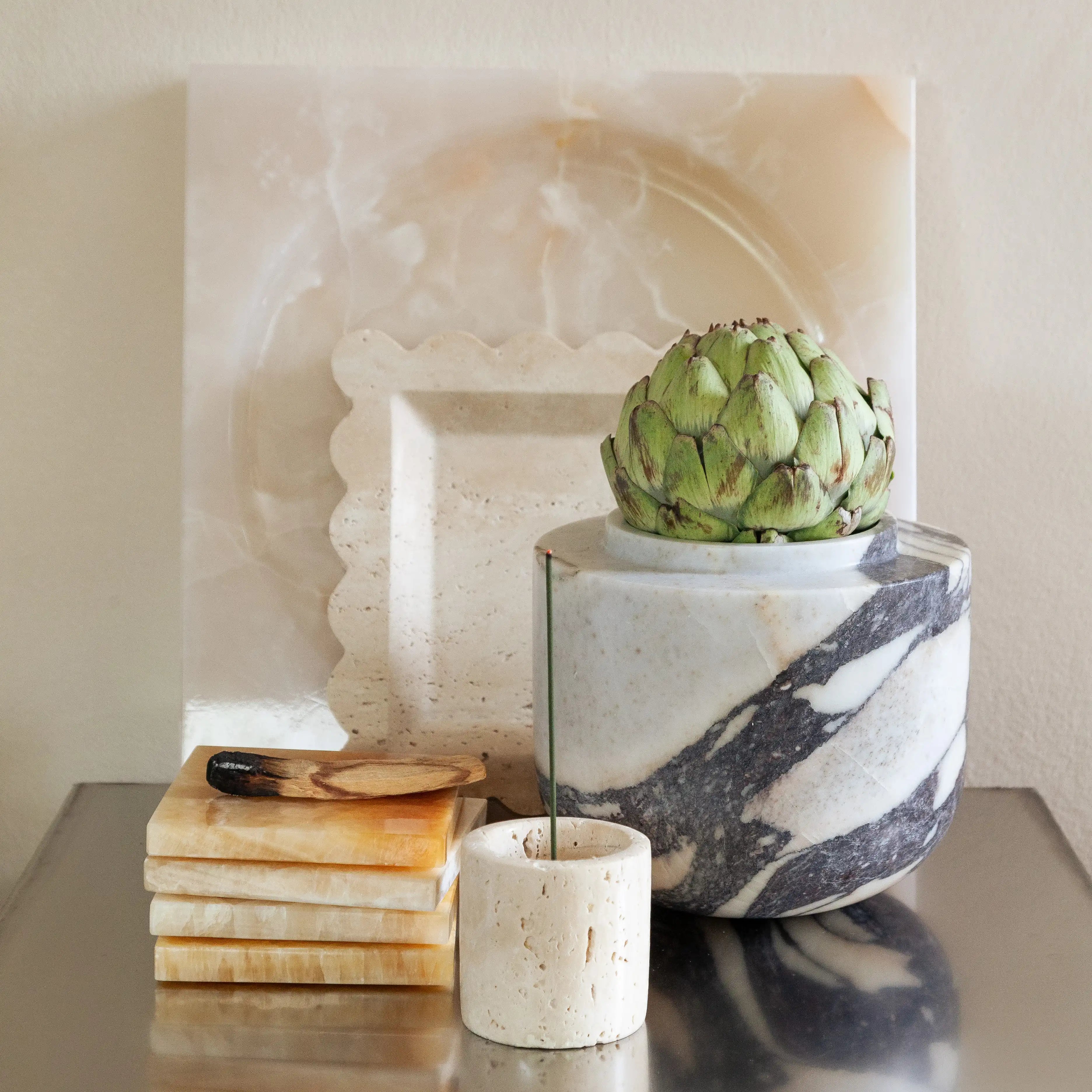 cupola vase - viola calacatta marble